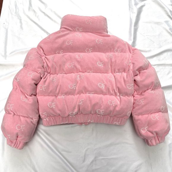 MADE IN ITALY Chiara Ferragni Cropped velvet down jacket hidden hood - Picture 7 of 16